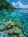 Shallow coral reef with clear water above Royalty Free Stock Photo