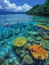 Shallow coral reef with clear water above Royalty Free Stock Photo