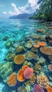 Shallow coral reef with clear water above Royalty Free Stock Photo