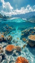 Shallow coral reef with clear water above Royalty Free Stock Photo