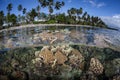 Shallow Coral Reef and Island 2 Royalty Free Stock Photo