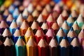 Shallow depth of field colorful pencils, macro shot with sharpness