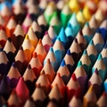 Shallow depth of field colorful pencils, macro shot with sharpness