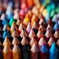 Shallow depth of field colorful pencils, macro shot with sharpness Royalty Free Stock Photo