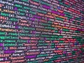 Shallow Depth of Field effect. Abstract computer script  code. Writing program code on computer. Computer science lesson. Web Royalty Free Stock Photo