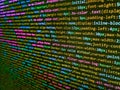 Shallow Depth of Field effect. Computing, cyberspace , future and innovation concept. Program code PHP HTML CSS of site. Abstract Royalty Free Stock Photo