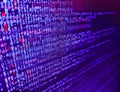 Shallow Depth of Field effect. Css3 code on a colorful background. Coding css on mornitor at the office - for background or