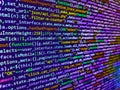 Shallow Depth of Field effect. Programmer working in computer screen. Developer working on program codes in office. Data Royalty Free Stock Photo