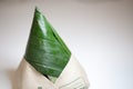 Shallow depth of field focus on nasi lemak bungkus packed fragrance rice national breakfast dish of malaysia indonesia singapore