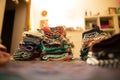 Shallow depth of field image with the hands of a mother rearranging her little daughter clothes Royalty Free Stock Photo