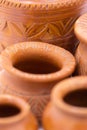 Macro Abstract image of hand made earthen pots with design Royalty Free Stock Photo