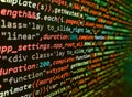 Shallow depth of field, selective focus effect. Abstract information digital technology modern background. Coding programmer Royalty Free Stock Photo