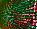 Shallow depth of field, selective focus effect. Programming Coding with editor colorful themes. Computer script coding source code Royalty Free Stock Photo