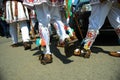 Shallow depth of field selective focus image with the footwear of the Romanian traditional dancers Calusarii