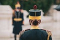 Shallow depth of field selective focus image with Michael the Brave 30th Guards Brigade female soldier during a ceremony on a