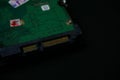 Shallow focus closeup shot of a computer hard disk drive Royalty Free Stock Photo