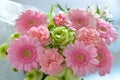 Shallow focus closeup shot of a pink bouquet of Transvaal Daisy, Lily, Rose, Peony flowers Royalty Free Stock Photo