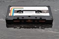 Shallow focus image of an old audio cassette