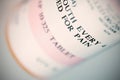 Shallow focus macro of medication bottle Royalty Free Stock Photo