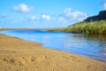 Shallow focus sand blue River water