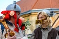 Shallow focus shot of people wearing masks and costumes at a carnival in Samobor, Croatia