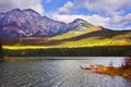 Shallow lake in mountains of Canada