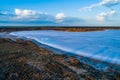 Shallow salt lake at sunrise in Australian outback. Royalty Free Stock Photo