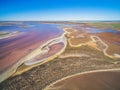 Shallow salt water patches in Lake Tyrrell. Royalty Free Stock Photo