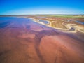 Shallow salt water patches of Lake Tyrrell. Royalty Free Stock Photo