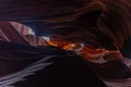 Shallow space between rocks in the Antelope Canyon in Lechee, Arizona, USA