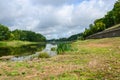 Shallowing of Western Dvina due to dry summer, Vitebsk, Belarus