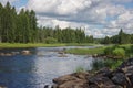 Shallows on Suna river in Karelia, Russia