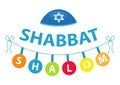 Shalom Shabbat, flat style. Religious Jewish tradition. Isolated on white background. Vector illustration.