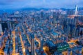 Top view of Hong Kong city at night Royalty Free Stock Photo