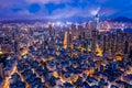 Top view of Hong Kong city at night Royalty Free Stock Photo