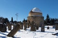 Ancient muslim graveyard. Ancient historical mausoleums complex of the 16th century. Shamakhi, Azerbaijan.