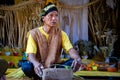 A shaman of Mah Meri tribe is preparing for Hari Moyang ritual at Pulau Carey Island, Selangor, Malaysia
