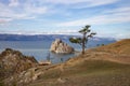 Shaman Rock, Cape Burhan, on Olkhon Island, Lake Baikal, Russia. Royalty Free Stock Photo