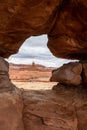 Shaman Rock Framed In A Rock Passthrough Along Peekaboo Trail