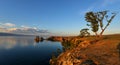 Shaman Rock at Sunset, Island of Olkhon, Lake Baikal, Russia Royalty Free Stock Photo