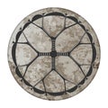 Shaman tambourine, sacred percussion instrument, pagan attribute isolated vector illustration. Shaman magic ritual drum