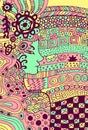 Shaman witch girl on the ornated background. Doodle psychedelic Royalty Free Stock Photo