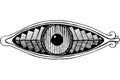 Shamanic eye - engraving style. Ink line artwork. Mystical occult witch eye. Shamanic sticker. Vector illustration