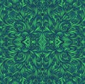 Shamanic fractal mandala texture. Ethno style. Ggradient green colors. Decorative tribal element flower pattern. Vector