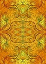 Shamanic psychedelic fractal abstract background with kaleidoscope pattern curls and waves.