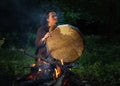 Shamanic woman conducts ritual Royalty Free Stock Photo