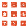 Shamanism icons set, grunge style Royalty Free Stock Photo