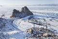 Shamanka mount. Cape Burhan. Lake Baikal, winter Royalty Free Stock Photo