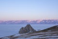 Shamanka. Olkhon island on winter Baikal lake at sunrise - Baikal, Siberia, Russia Royalty Free Stock Photo