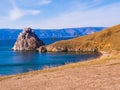 Shamanka Rock, Cape Burkhan, Olkhon Island, Lake Baikal, Siberia, Russia Royalty Free Stock Photo